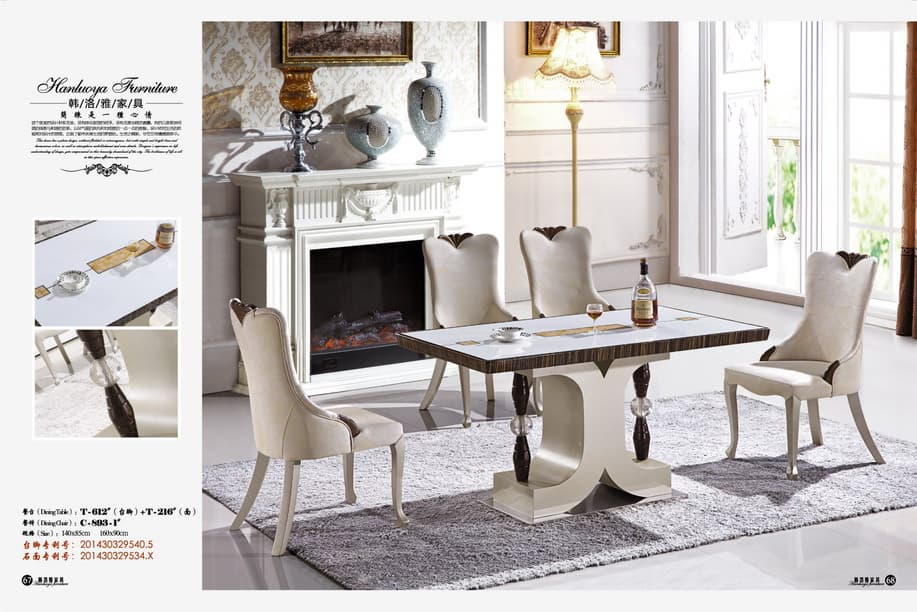 6 person rectangle marble dining table